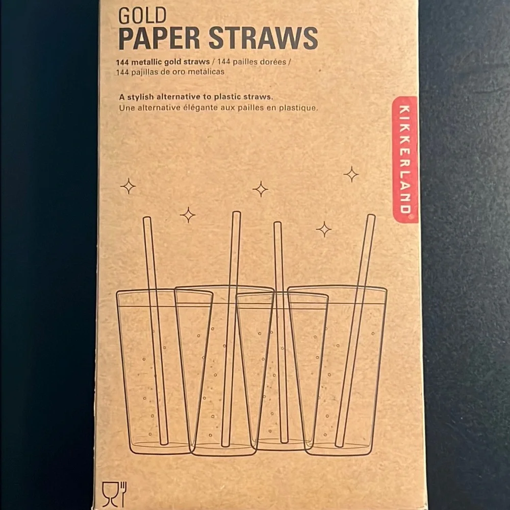 gold paper straws 144 units-NIB